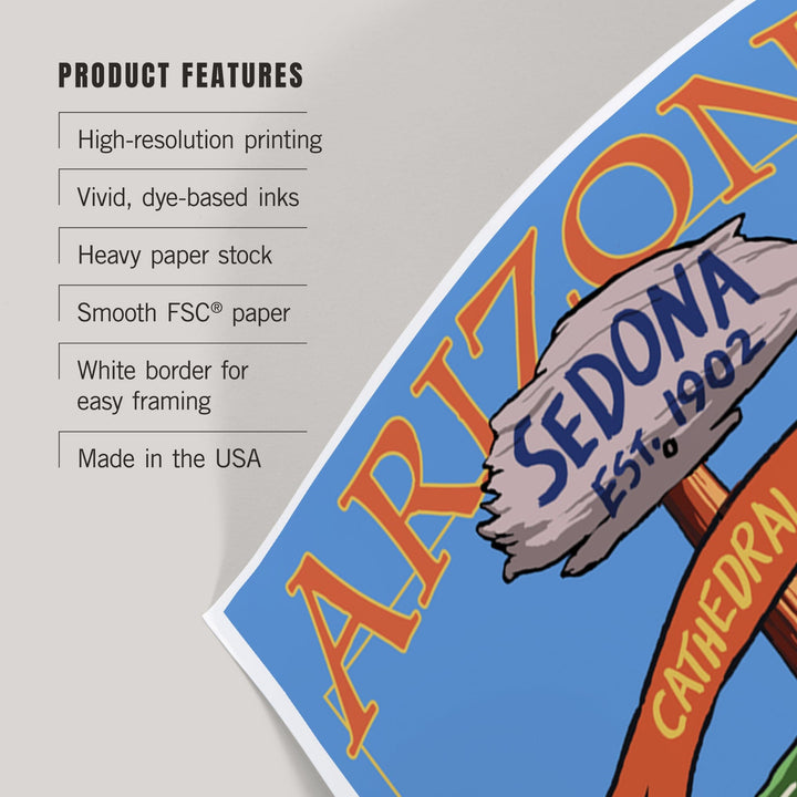 Sedona, Arizona, Destination Signpost, Art & Giclee Prints Art Lantern Press 