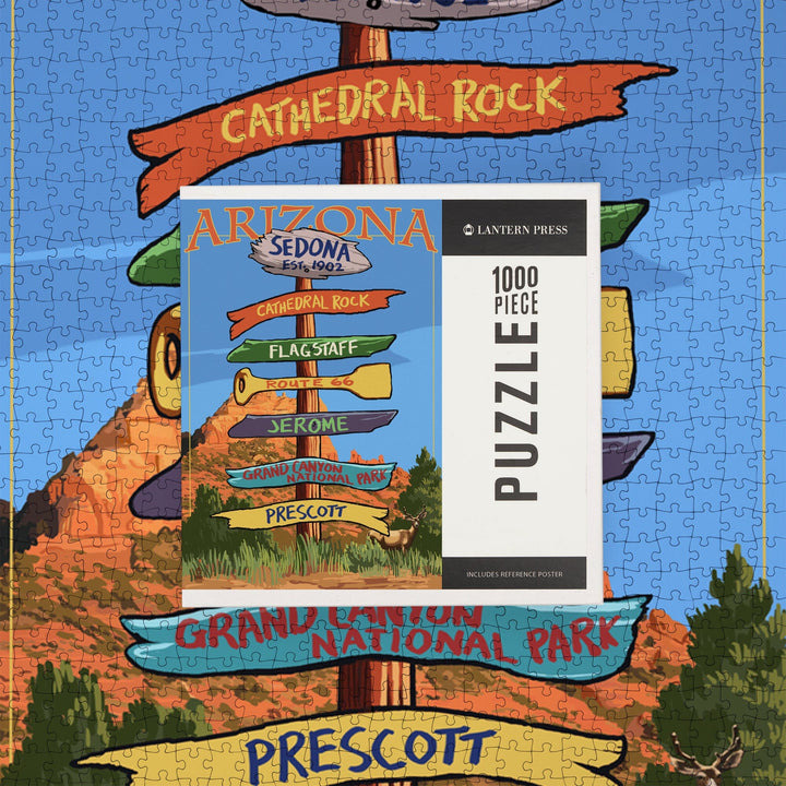 Sedona, Arizona, Destination Signpost, Jigsaw Puzzle Puzzle Lantern Press 