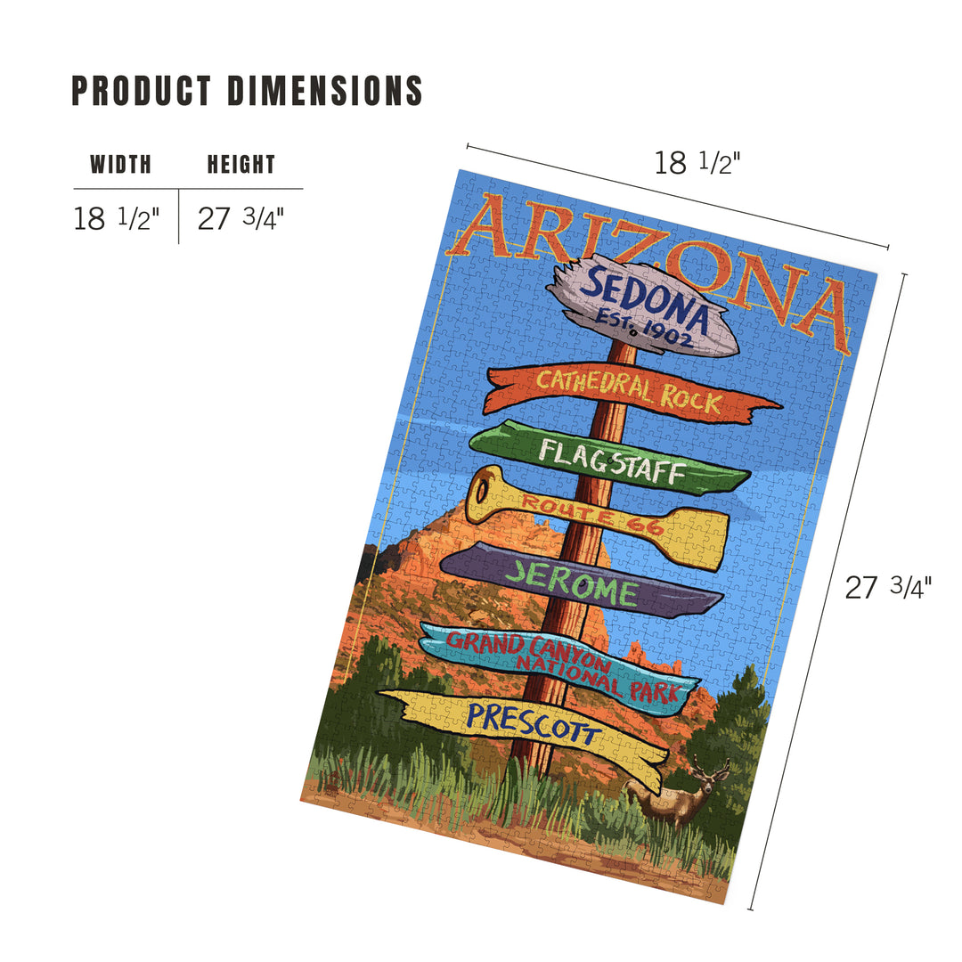 Sedona, Arizona, Destination Signpost, Jigsaw Puzzle Puzzle Lantern Press 