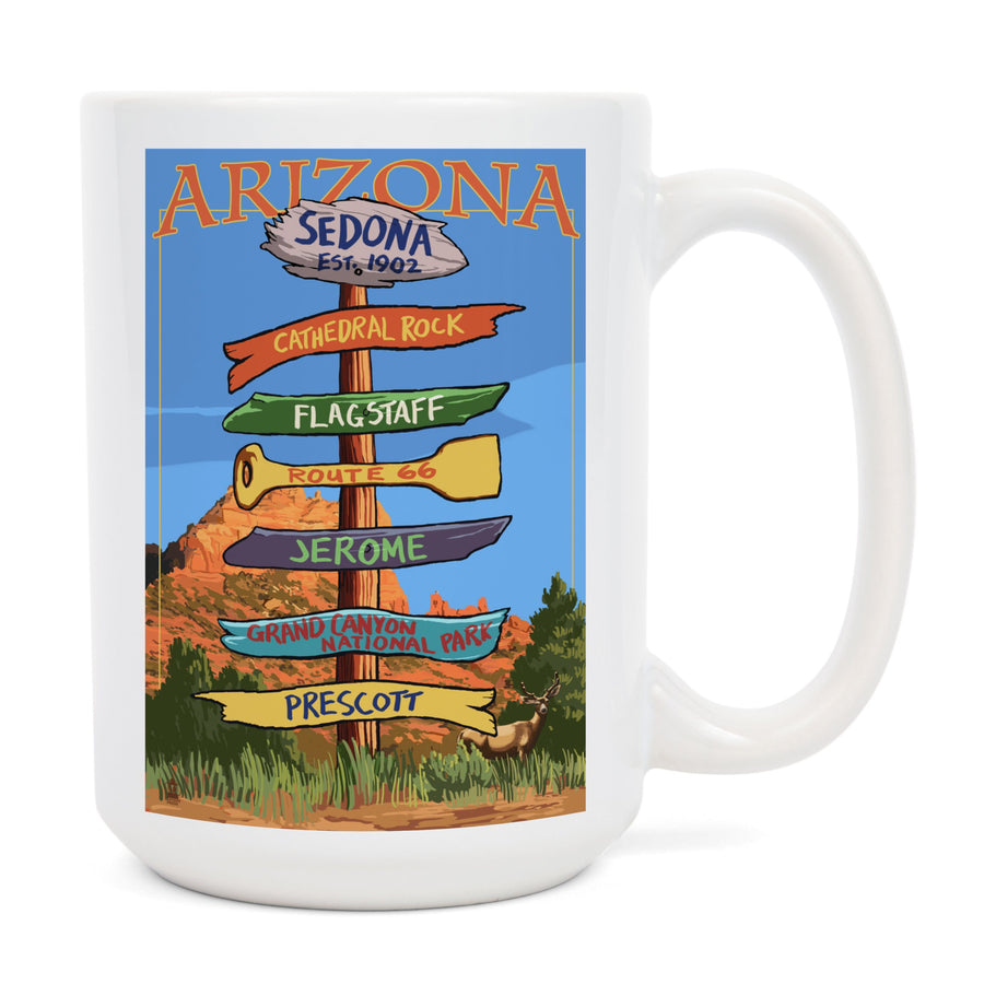 Sedona, Arizona, Destination Signpost, Lantern Press Poster, Ceramic Mug Mugs Lantern Press 