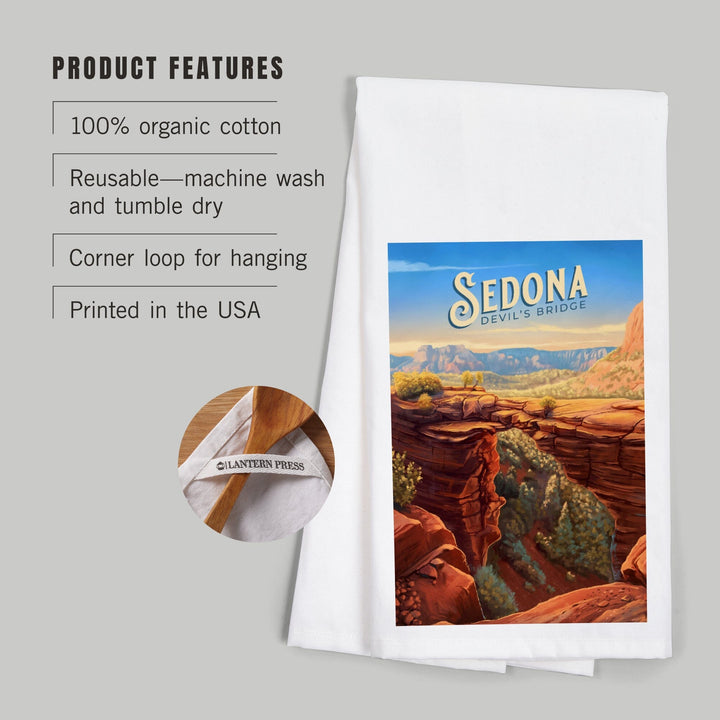 Sedona, Arizona, Devil's Bridge, Oil Painting, Organic Cotton Kitchen Tea Towels Kitchen Lantern Press 