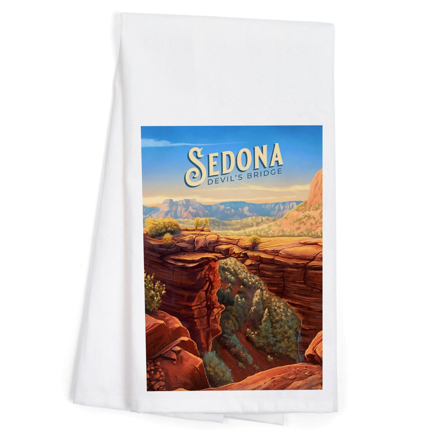 Sedona, Arizona, Devil's Bridge, Oil Painting, Organic Cotton Kitchen Tea Towels Kitchen Lantern Press 