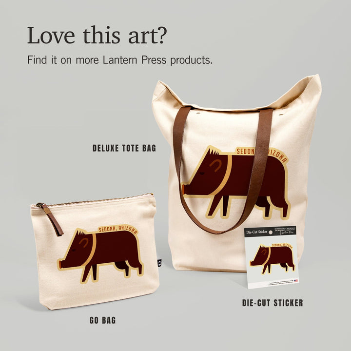 Sedona, Arizona, Javelina, Geo,, Organic Cotton Zipper Pouch, Go Bag Go Bag Lantern Press 