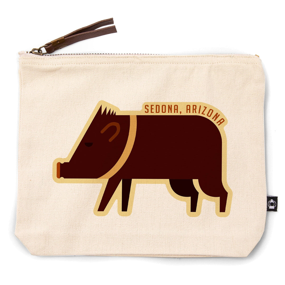 Sedona, Arizona, Javelina, Geo,, Organic Cotton Zipper Pouch, Go Bag Go Bag Lantern Press 