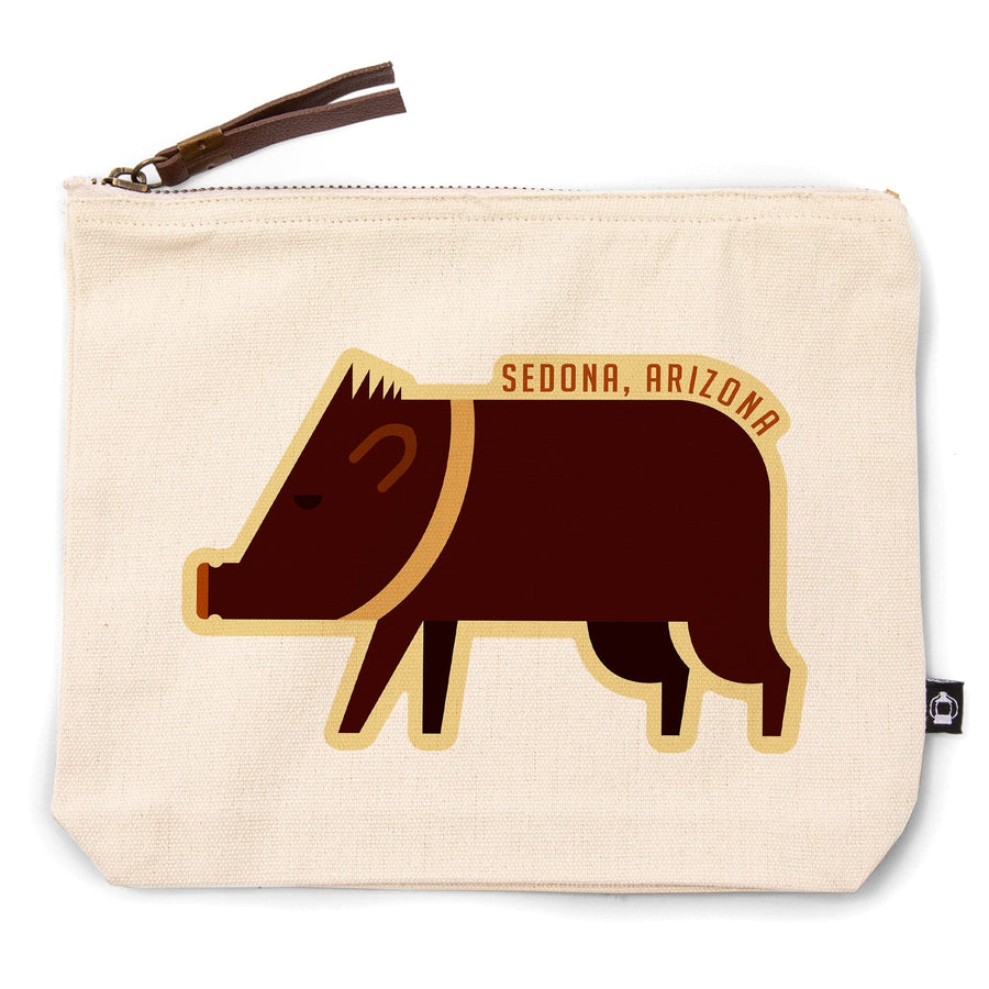 Sedona, Arizona, Javelina, Geo,, Organic Cotton Zipper Pouch, Go Bag Go Bag Lantern Press 