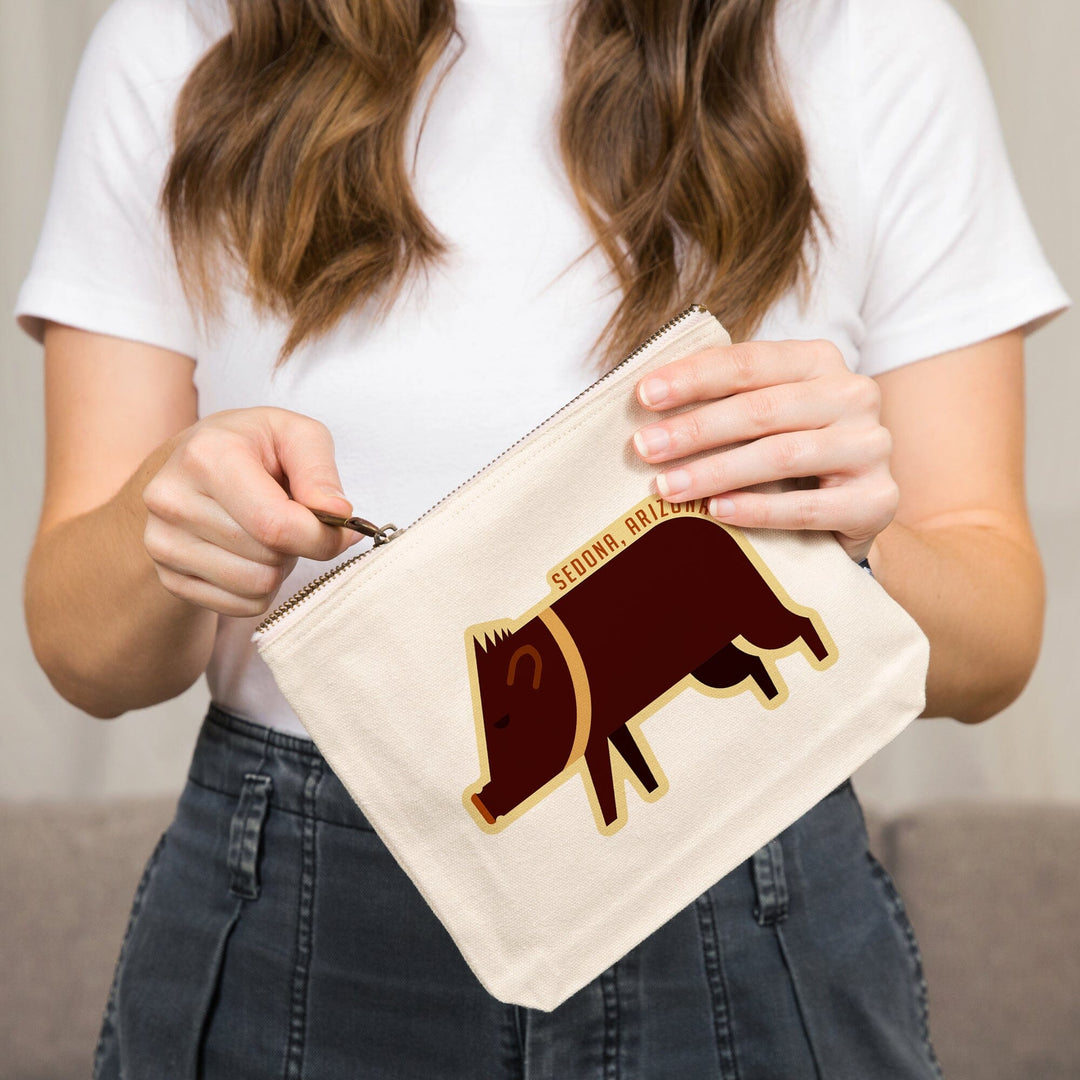 Sedona, Arizona, Javelina, Geo,, Organic Cotton Zipper Pouch, Go Bag Go Bag Lantern Press 