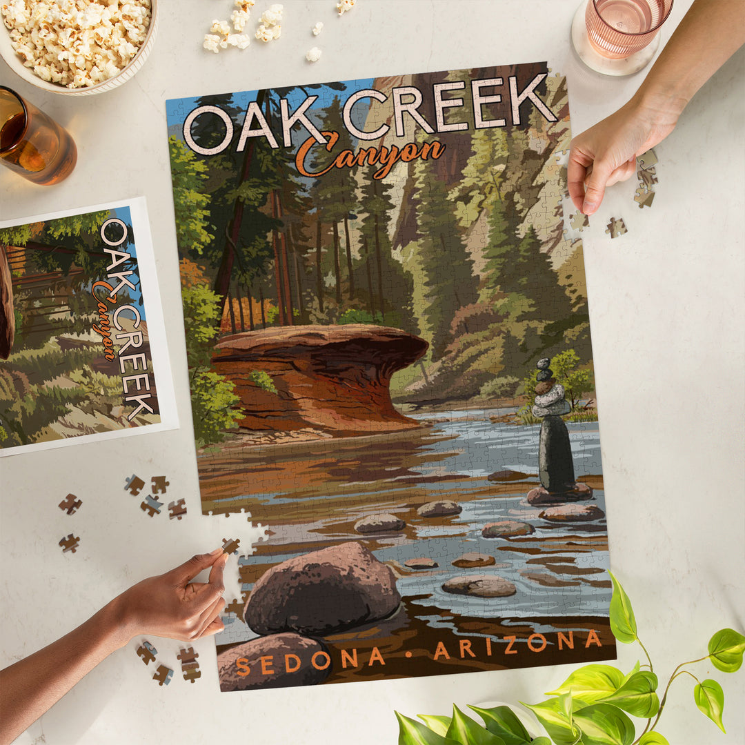 Sedona, Arizona, Oak Creek Canyon, River Rocks, Jigsaw Puzzle Puzzle Lantern Press 