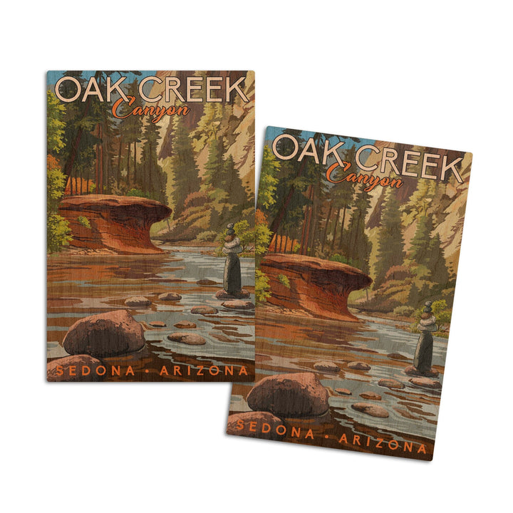 Sedona, Arizona, Oak Creek Canyon, River Rocks, Lantern Press Artwork, Wood Signs and Postcards Wood Lantern Press 4x6 Wood Postcard Set 