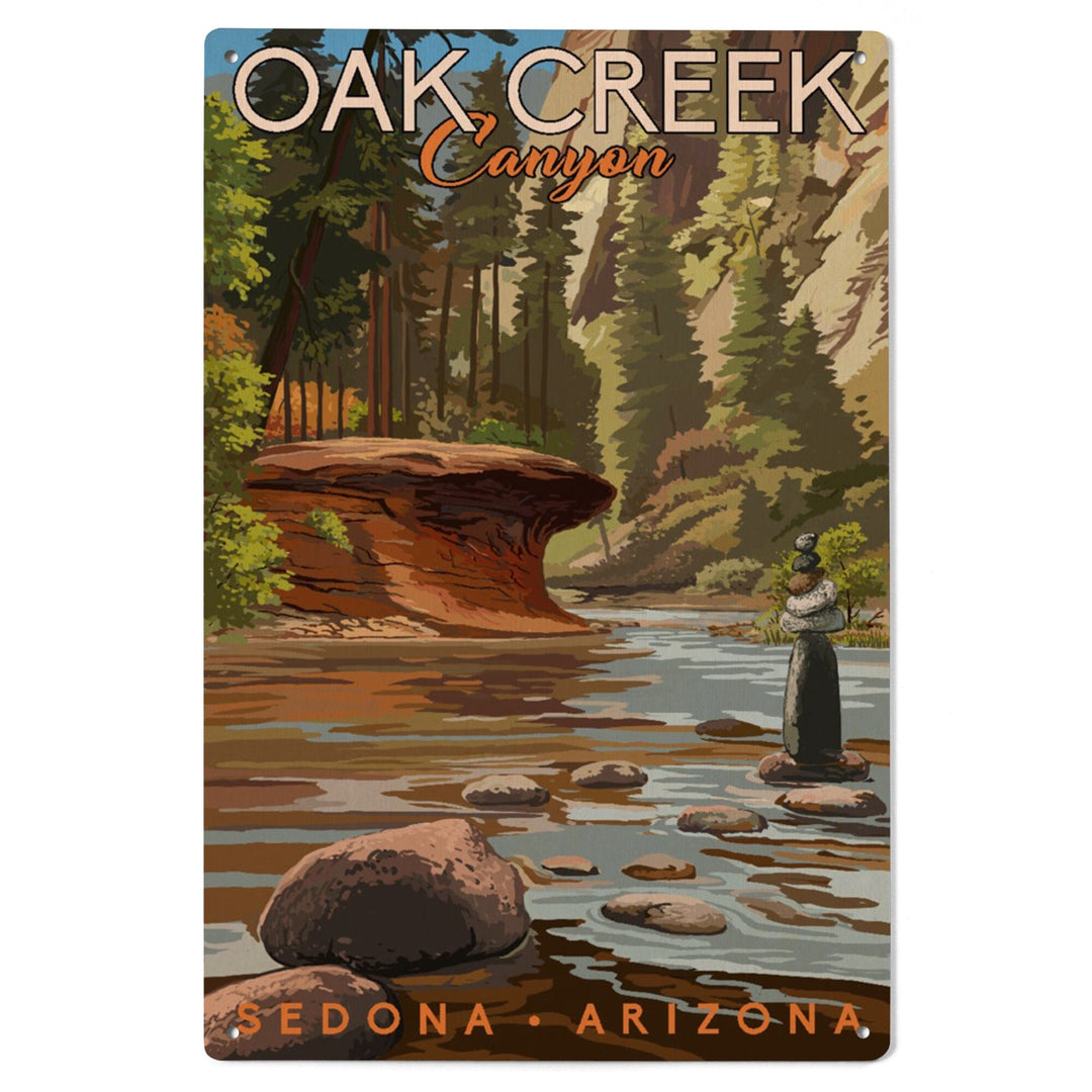 Sedona, Arizona, Oak Creek Canyon, River Rocks, Lantern Press Artwork, Wood Signs and Postcards Wood Lantern Press 