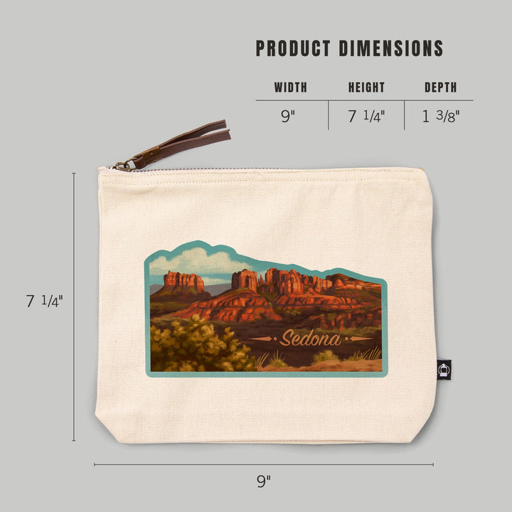 Sedona, Arizona, Oil Painting, Canyon with Clouds,, Organic Cotton Zipper Pouch, Go Bag Go Bag Lantern Press 