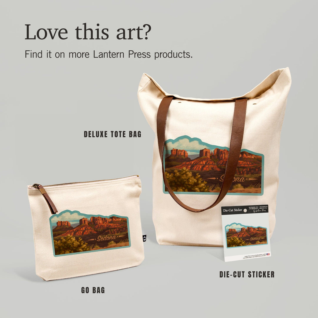 Sedona, Arizona, Oil Painting, Canyon with Clouds,, Organic Cotton Zipper Pouch, Go Bag Go Bag Lantern Press 