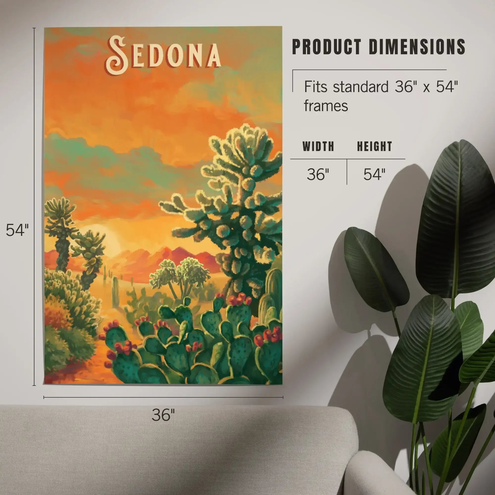 Sedona, Arizona, Oil Painting, Cholla Cactus art & giclee prints