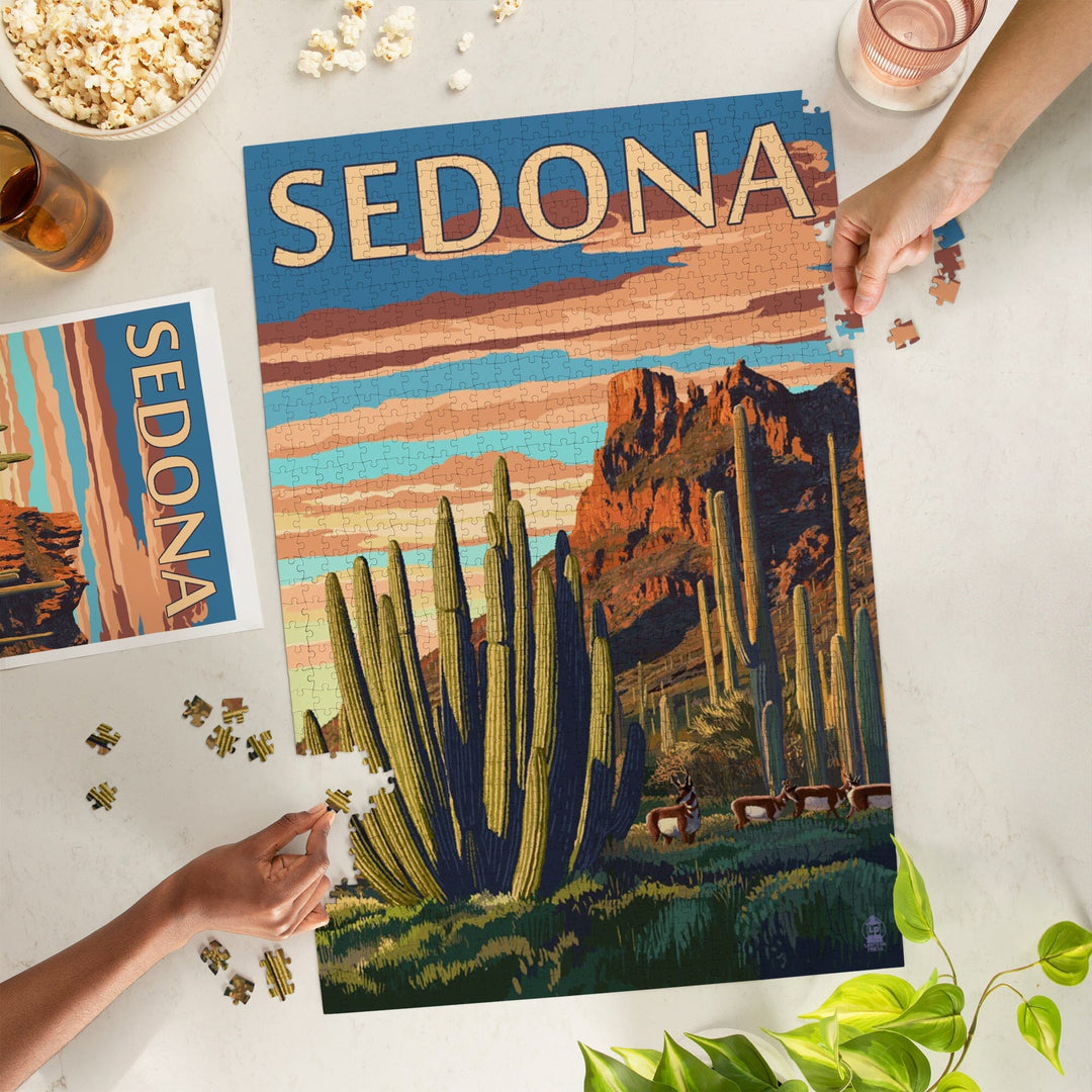 Sedona, Arizona, Organ Pipe Cactus, Jigsaw Puzzle Puzzle Lantern Press 