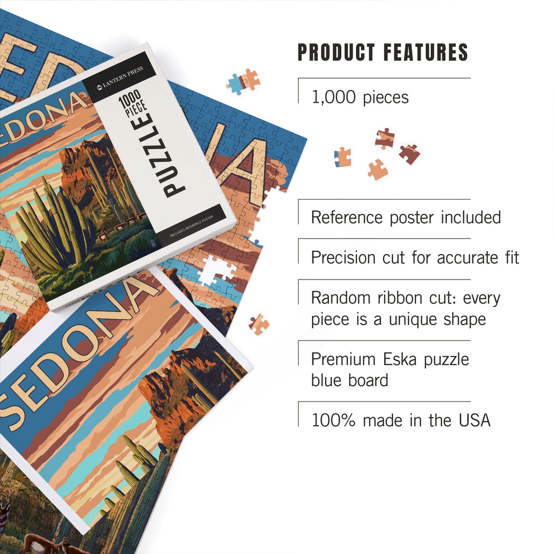 Sedona, Arizona, Organ Pipe Cactus, Jigsaw Puzzle Puzzle Lantern Press 