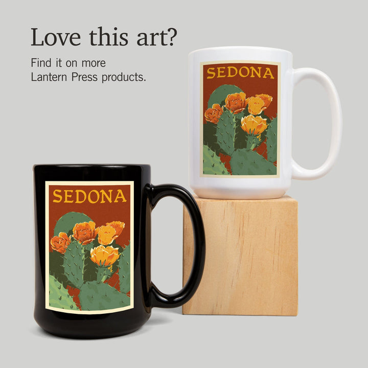 Sedona, Arizona, Prickly Pear Cactus, Letterpress, Ceramic Mug Mugs Lantern Press 