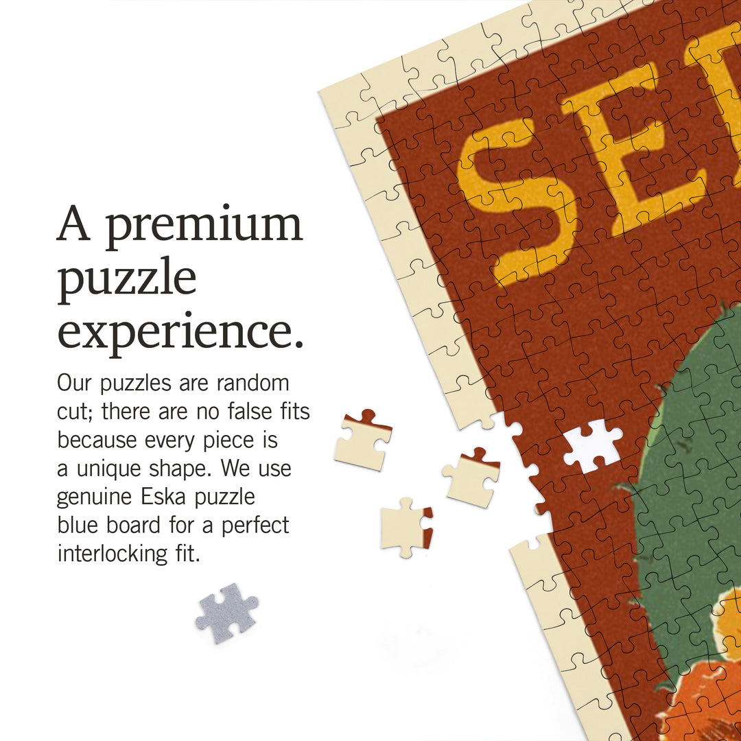 Sedona, Arizona, Prickly Pear Cactus, Letterpress, Jigsaw Puzzle Puzzle Lantern Press 