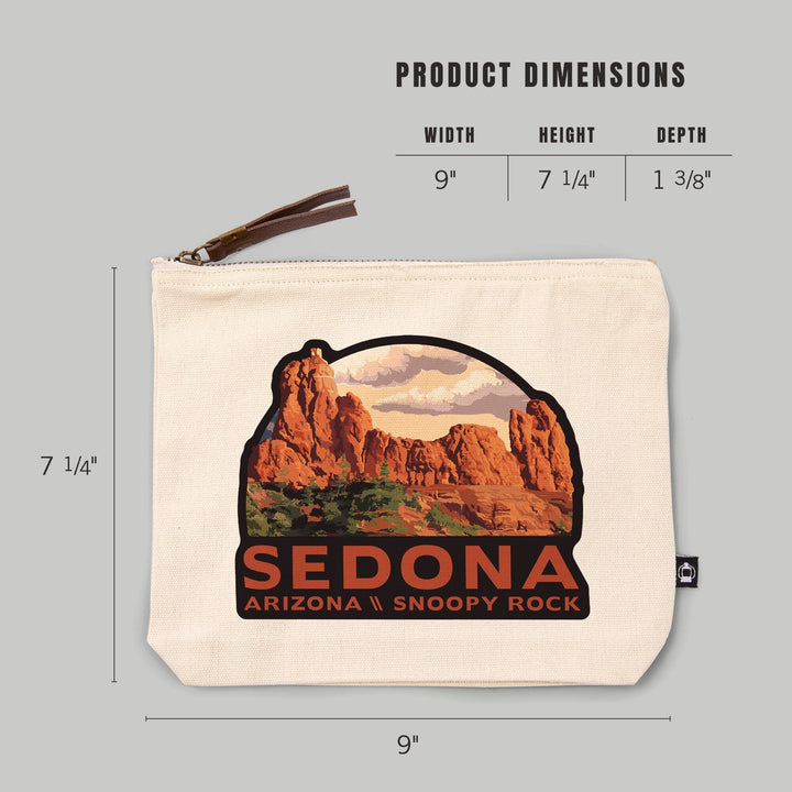Sedona, Arizona, Snoopy Rock,, Organic Cotton Zipper Pouch, Go Bag Go Bag Lantern Press 