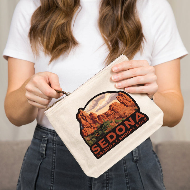 Sedona, Arizona, Snoopy Rock,, Organic Cotton Zipper Pouch, Go Bag Go Bag Lantern Press 