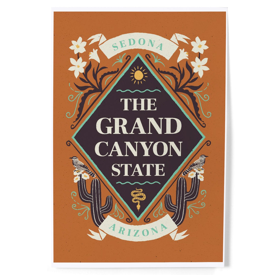 Sedona, Arizona, State Motto Crest, State Series, Art & Giclee Prints Art Lantern Press 12 x 18 Art Print 