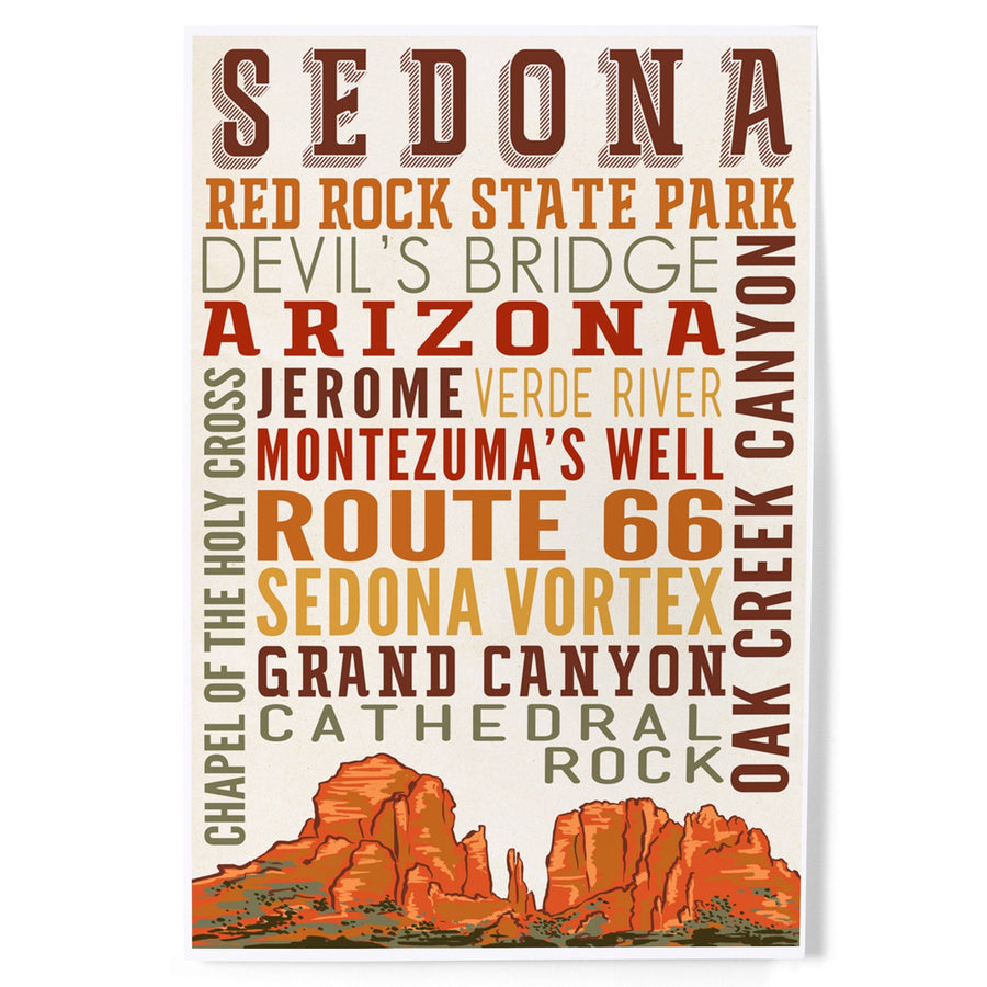 Sedona, Arizona, Typography, Art & Giclee Prints Art Lantern Press 
