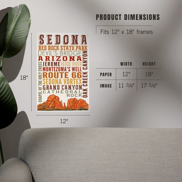 Sedona, Arizona, Typography, Art & Giclee Prints Art Lantern Press 