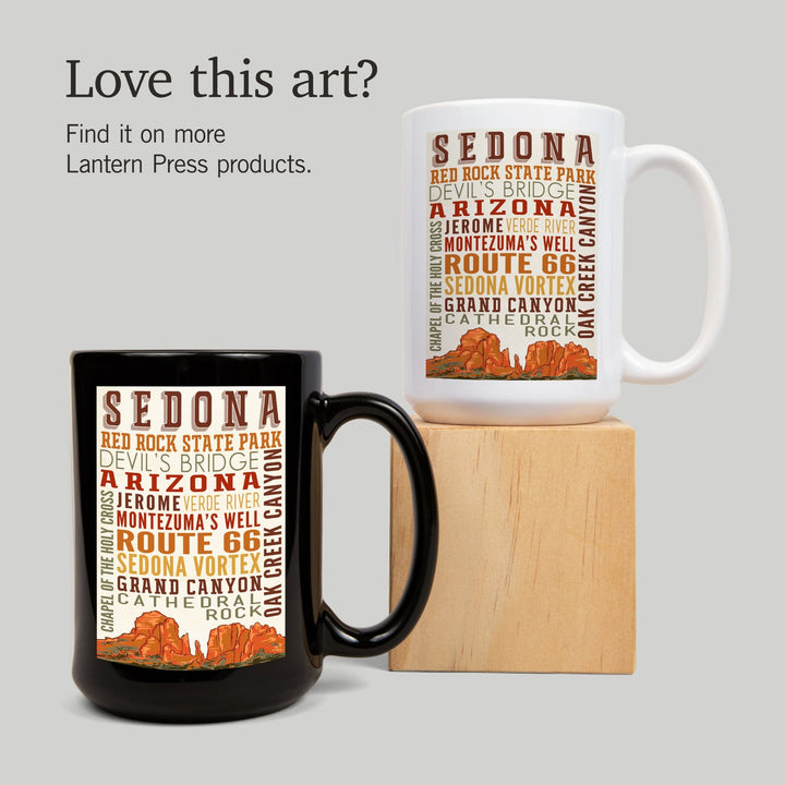 Sedona, Arizona, Typography, Lantern Press Artwork, Ceramic Mug Mugs Lantern Press 