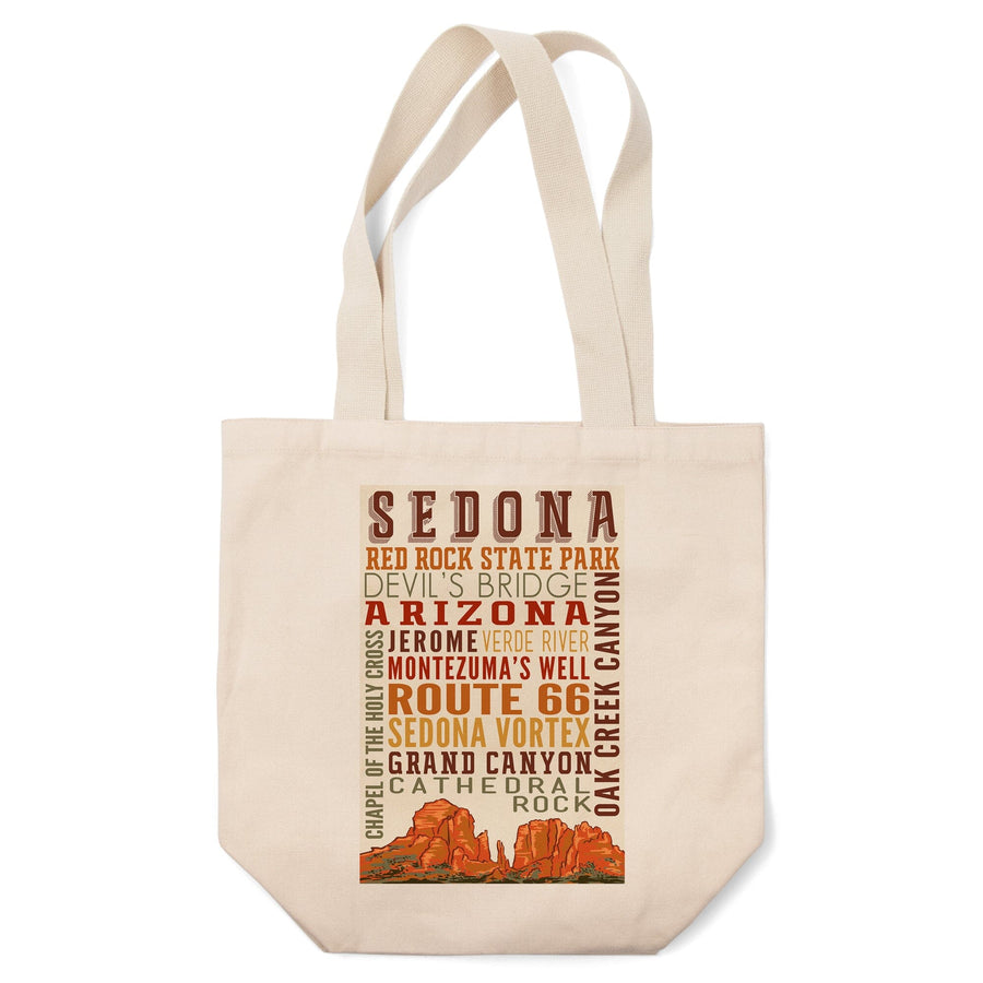 Sedona, Arizona, Typography, Lantern Press Artwork, Tote Bag Totes Lantern Press 