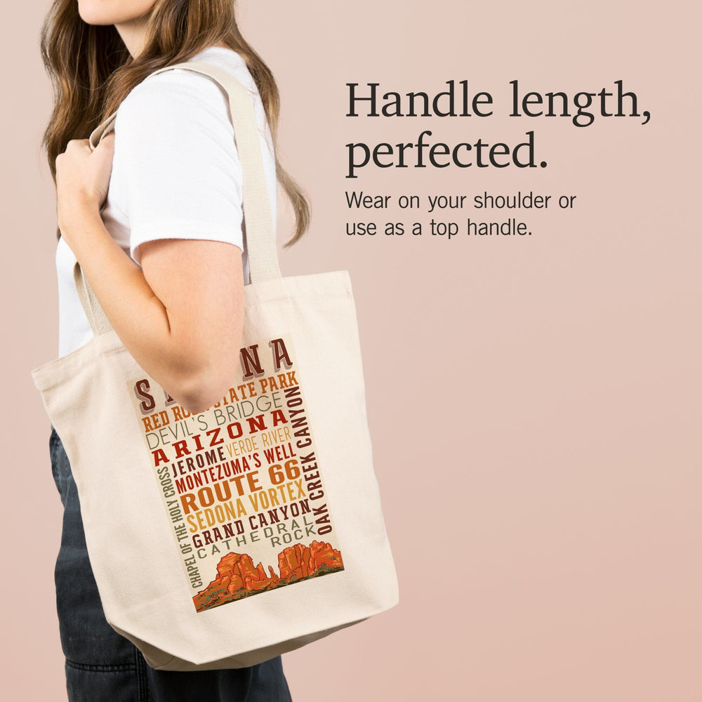 Sedona, Arizona, Typography, Tote Bag Totes Lantern Press 