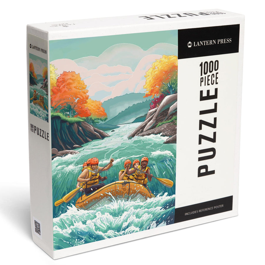 Seek Adventure, River Rafting, Fall Colors, Jigsaw Puzzle Puzzle Lantern Press 