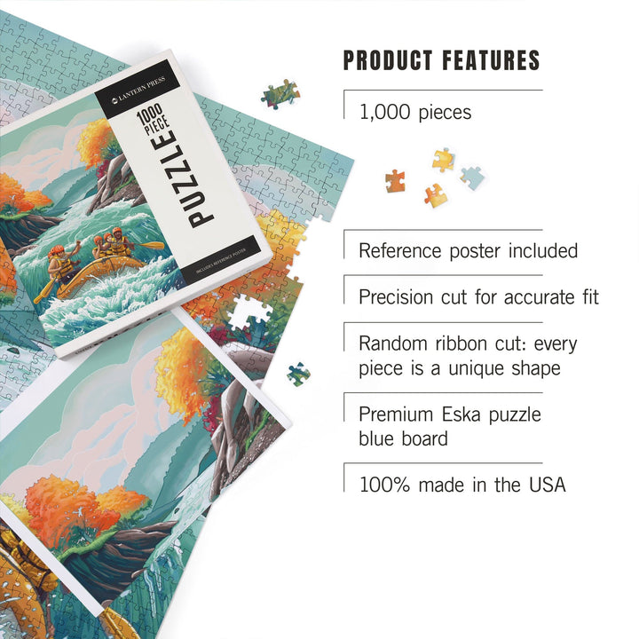 Seek Adventure, River Rafting, Fall Colors, Jigsaw Puzzle Puzzle Lantern Press 