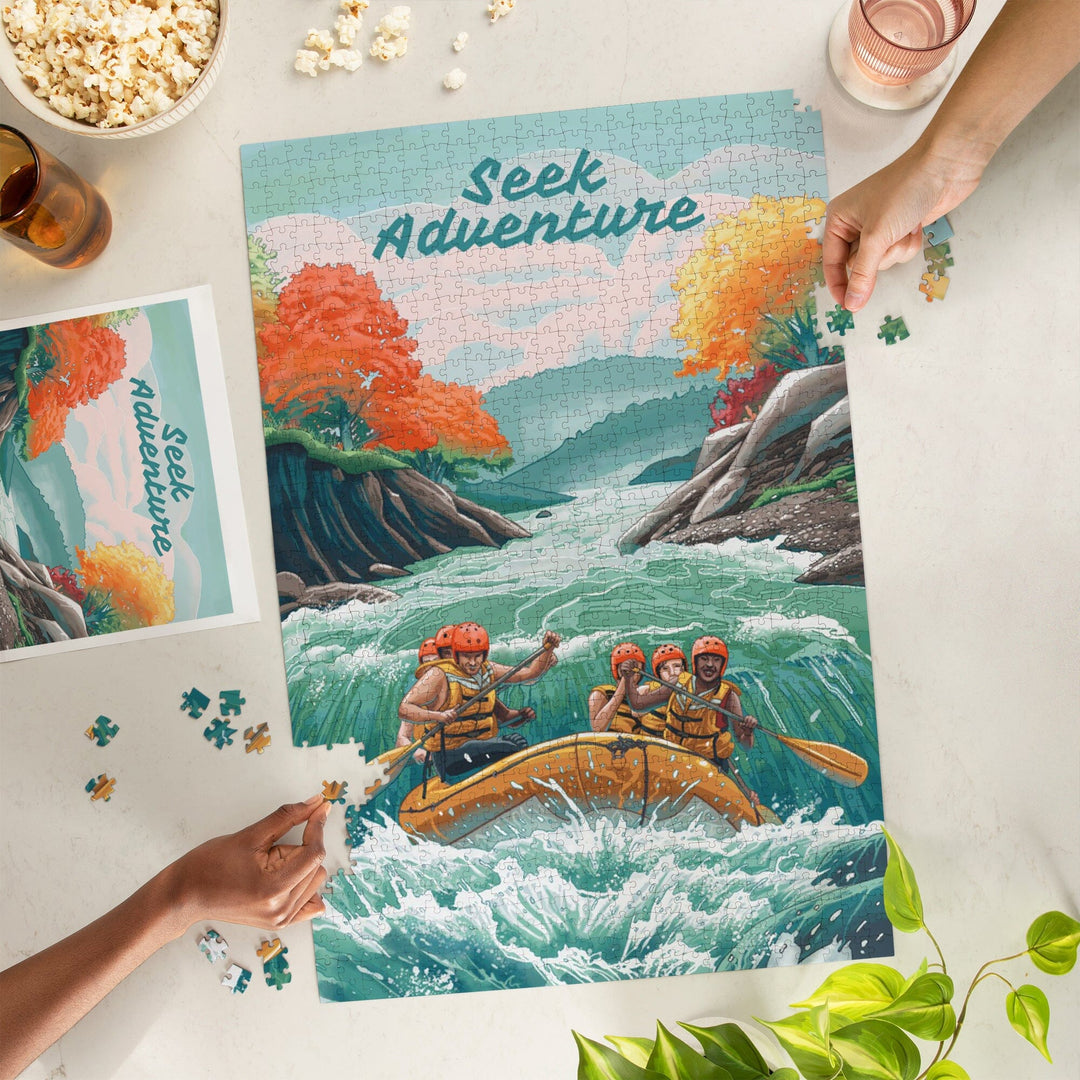 Seek Adventure, River Rafting, Jigsaw Puzzle Puzzle Lantern Press 