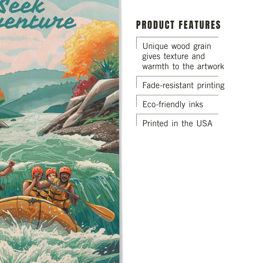 Seek Adventure, River Rafting, Wood Signs and Postcards Wood Lantern Press 