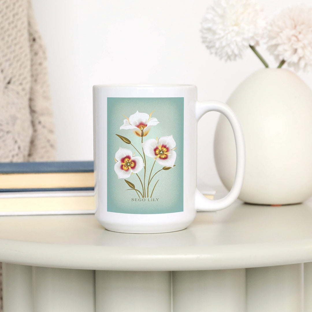 Sego Lily, Vintage Flora, Lantern Press Artwork, Ceramic Mug Mugs Lantern Press 