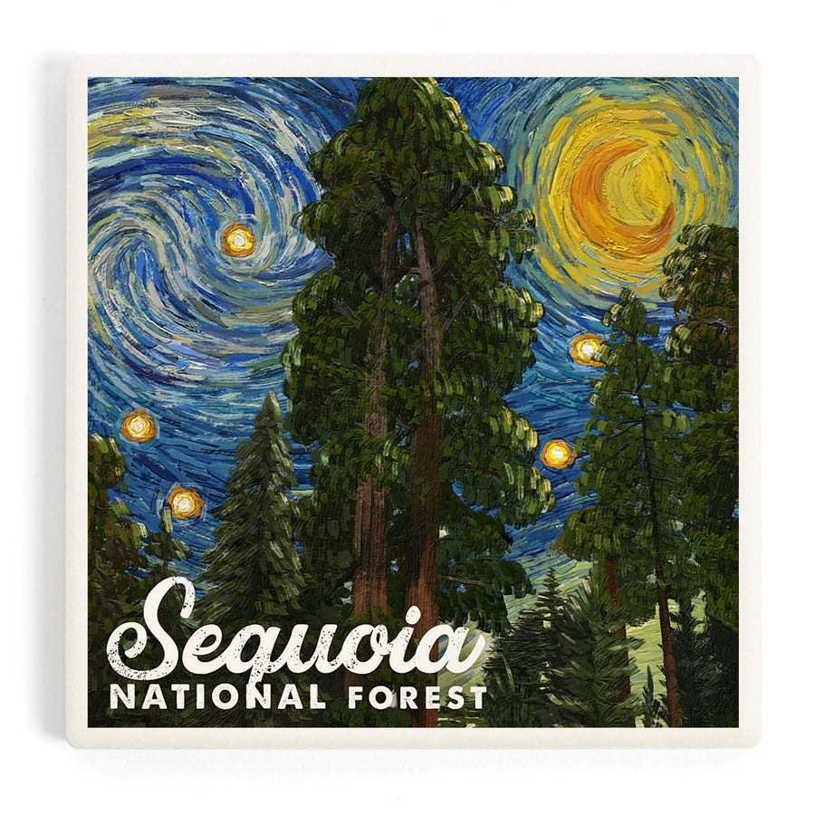 Sequoia National Forest, California, Starry Night National Park Series, Coasters Coasters Lantern Press 