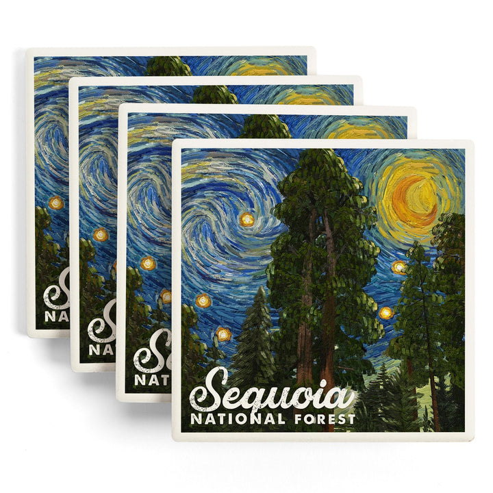Sequoia National Forest, California, Starry Night National Park Series, Coasters Coasters Lantern Press 