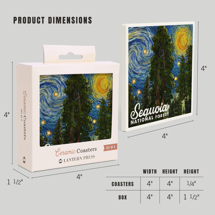 Sequoia National Forest, California, Starry Night National Park Series, Coasters Coasters Lantern Press 