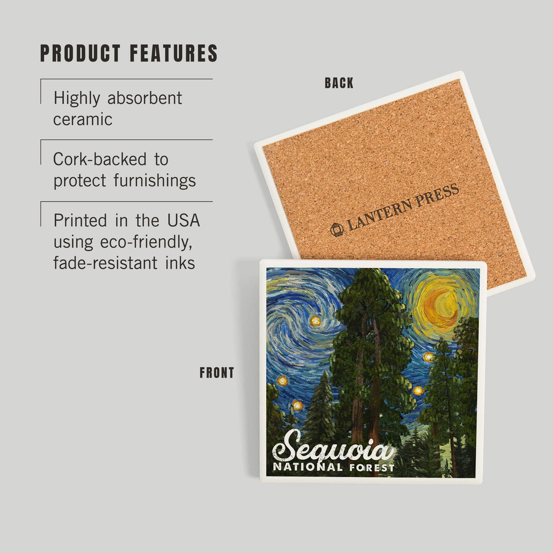 Sequoia National Forest, California, Starry Night National Park Series, Coasters Coasters Lantern Press 