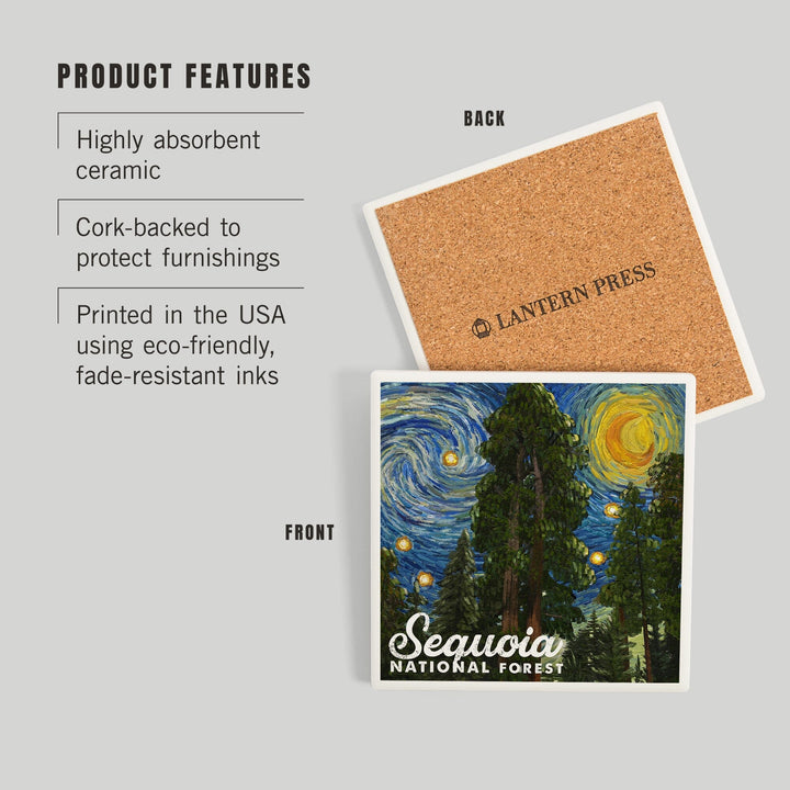 Sequoia National Forest, California, Starry Night National Park Series, Coasters Coasters Lantern Press 