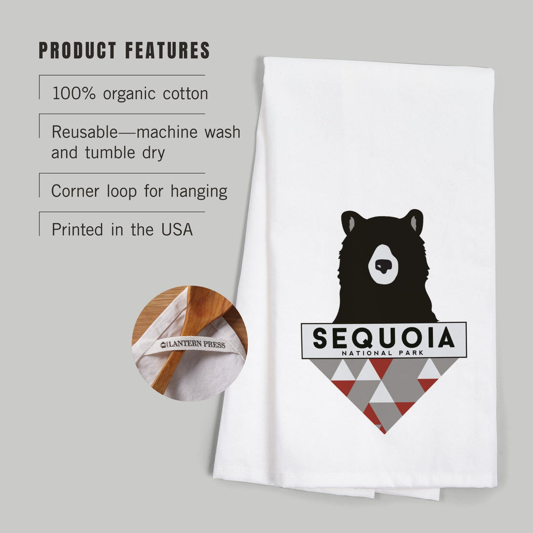 Sequoia National Park, Bear and Triangles, Contour, Organic Cotton Kitchen Tea Towels Kitchen Lantern Press 