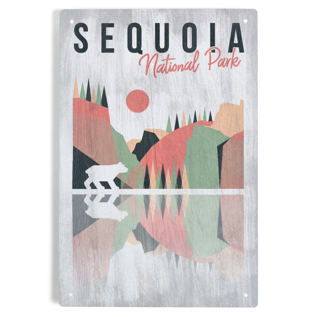 Sequoia National Park, Bear, Geometric Opacity, Metal Signs Metal Lantern Press 