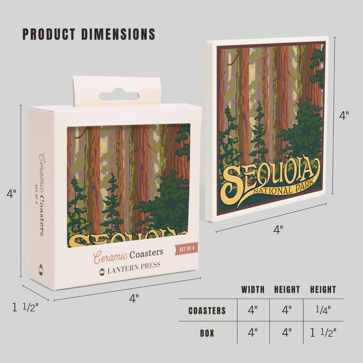Sequoia National Park, California, Forest View, Coasters Coasters Lantern Press 