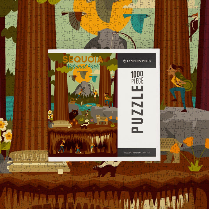 Sequoia National Park, California, Geometric National Park Series, Jigsaw Puzzle Puzzle Lantern Press 