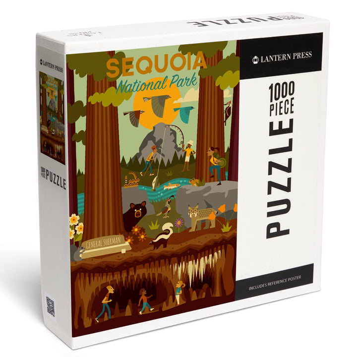 Sequoia National Park, California, Geometric National Park Series, Jigsaw Puzzle Puzzle Lantern Press 