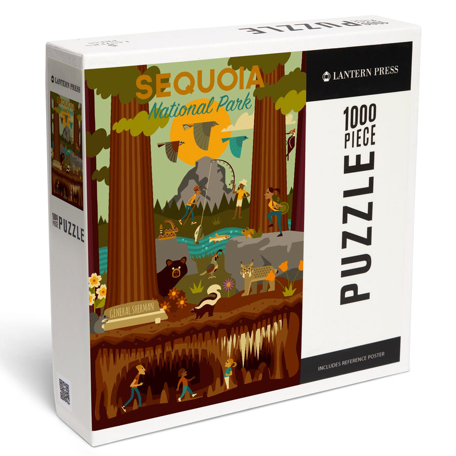 Sequoia National Park, California, Geometric National Park Series, Jigsaw Puzzle Puzzle Lantern Press 