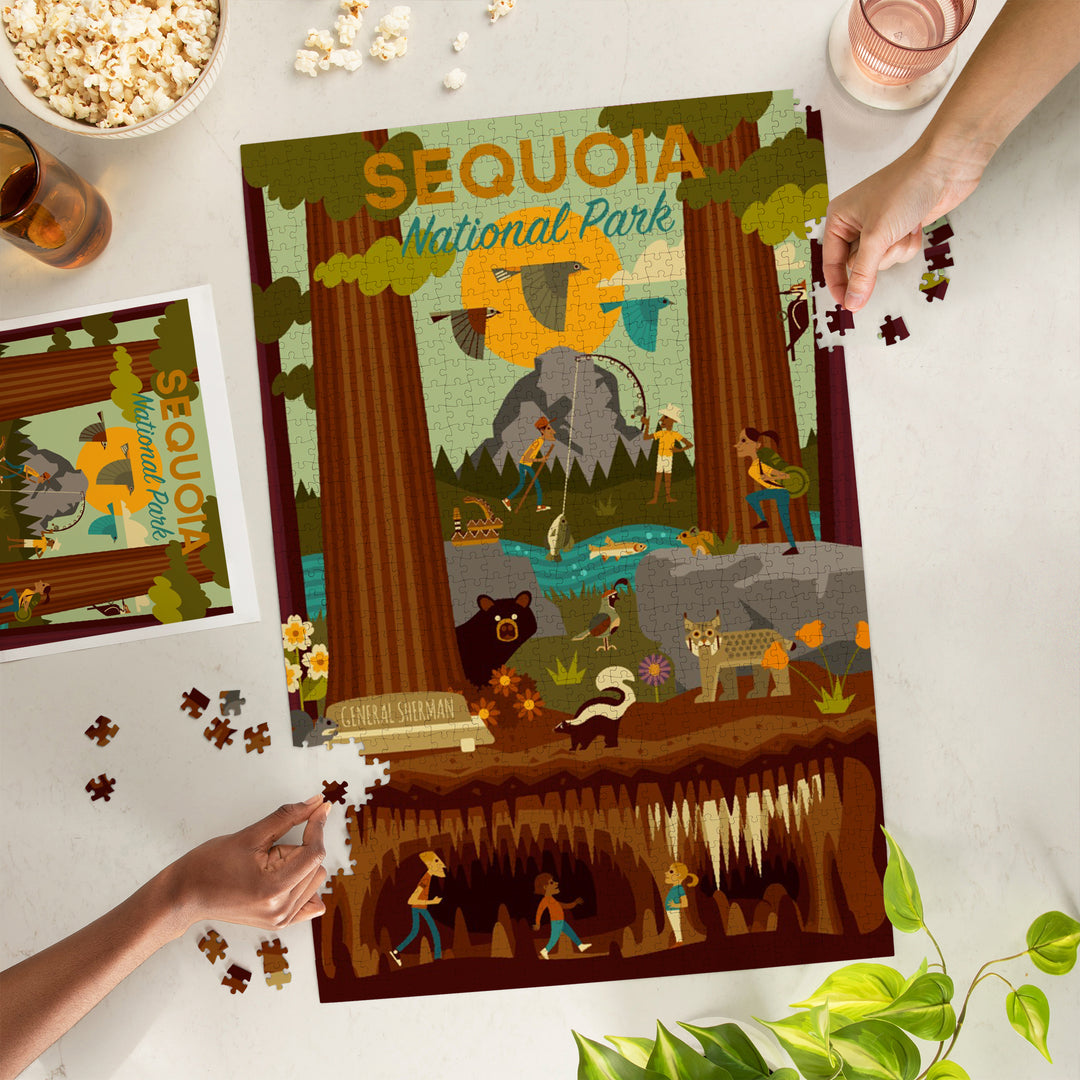 Sequoia National Park, California, Geometric National Park Series, Jigsaw Puzzle Puzzle Lantern Press 