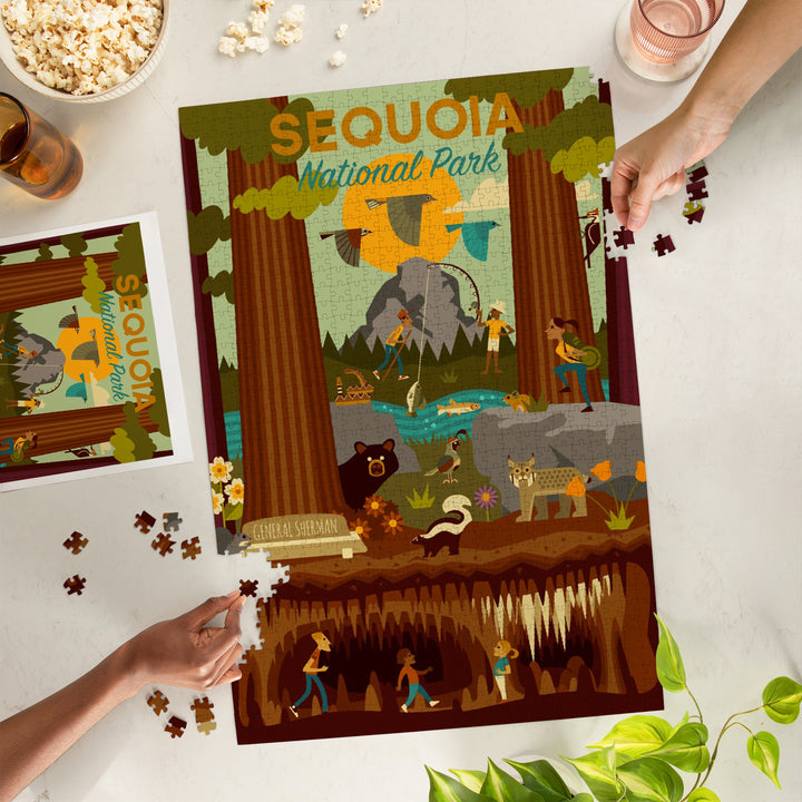 Sequoia National Park, California, Geometric National Park Series, Jigsaw Puzzle Puzzle Lantern Press 
