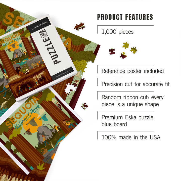 Sequoia National Park, California, Geometric National Park Series, Jigsaw Puzzle Puzzle Lantern Press 