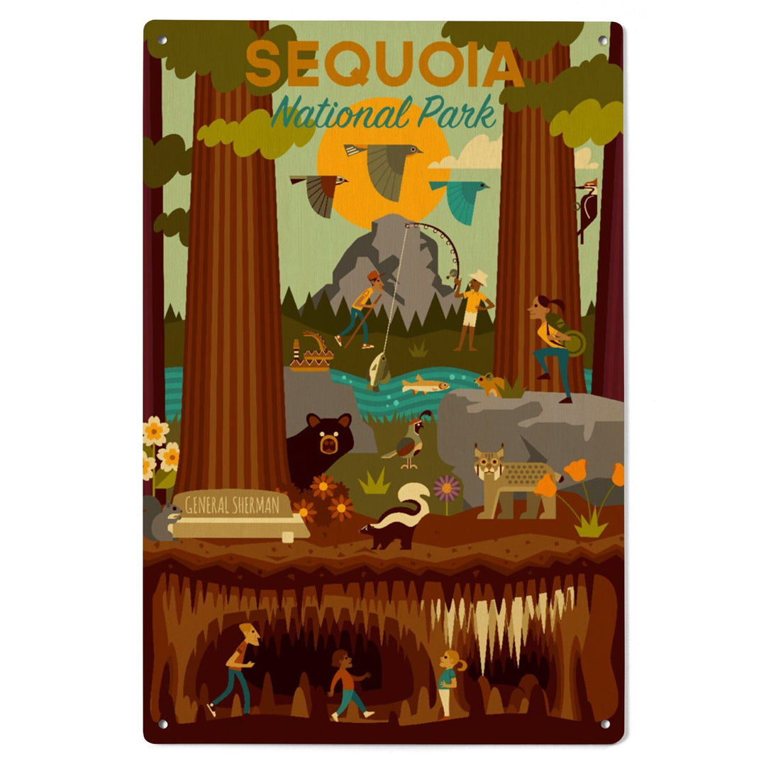 Sequoia National Park, California, Geometric National Park Series, Lantern Press Artwork, Wood Signs and Postcards Wood Lantern Press 