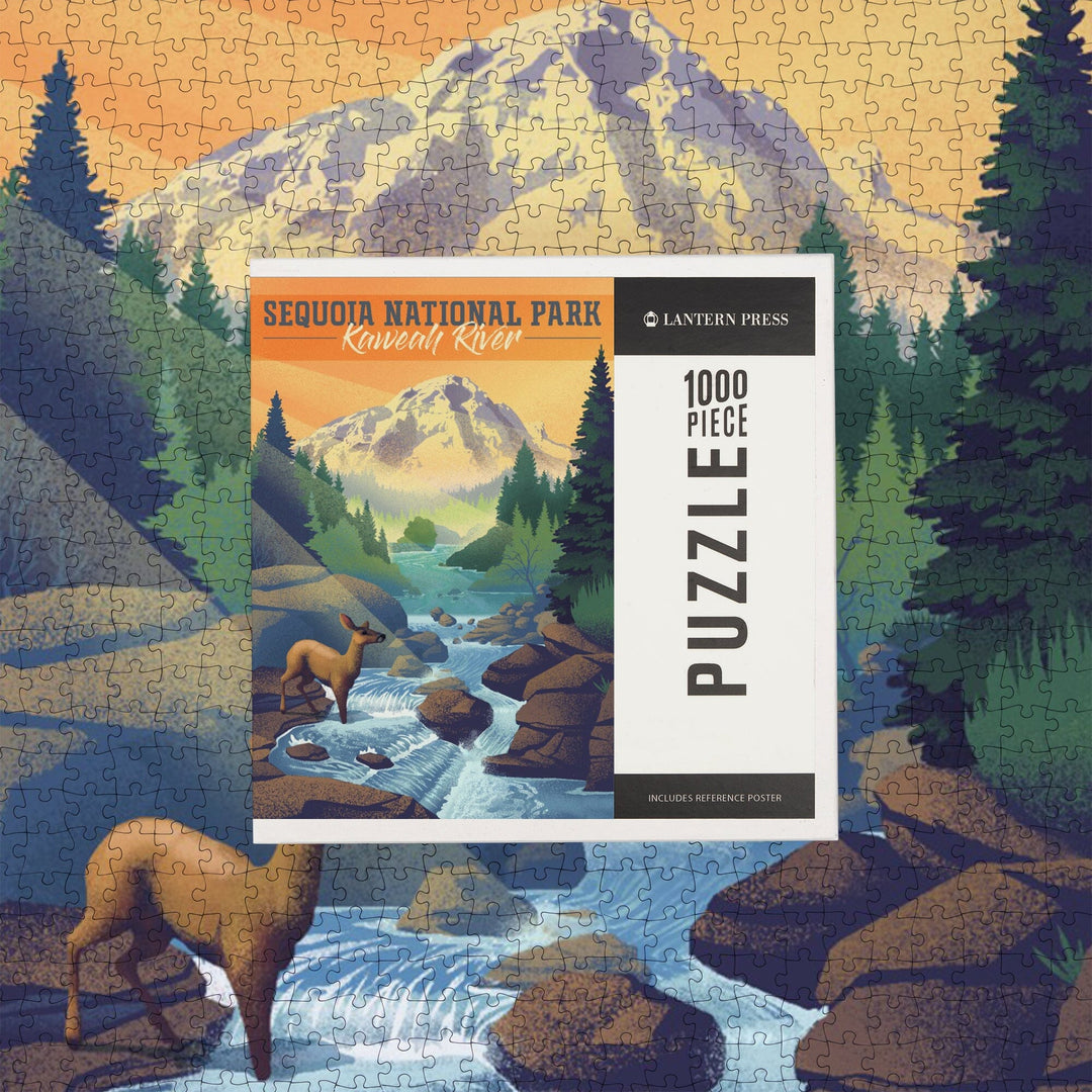 Sequoia National Park, California, Kaweah River, Lithograph, Jigsaw Puzzle Puzzle Lantern Press 