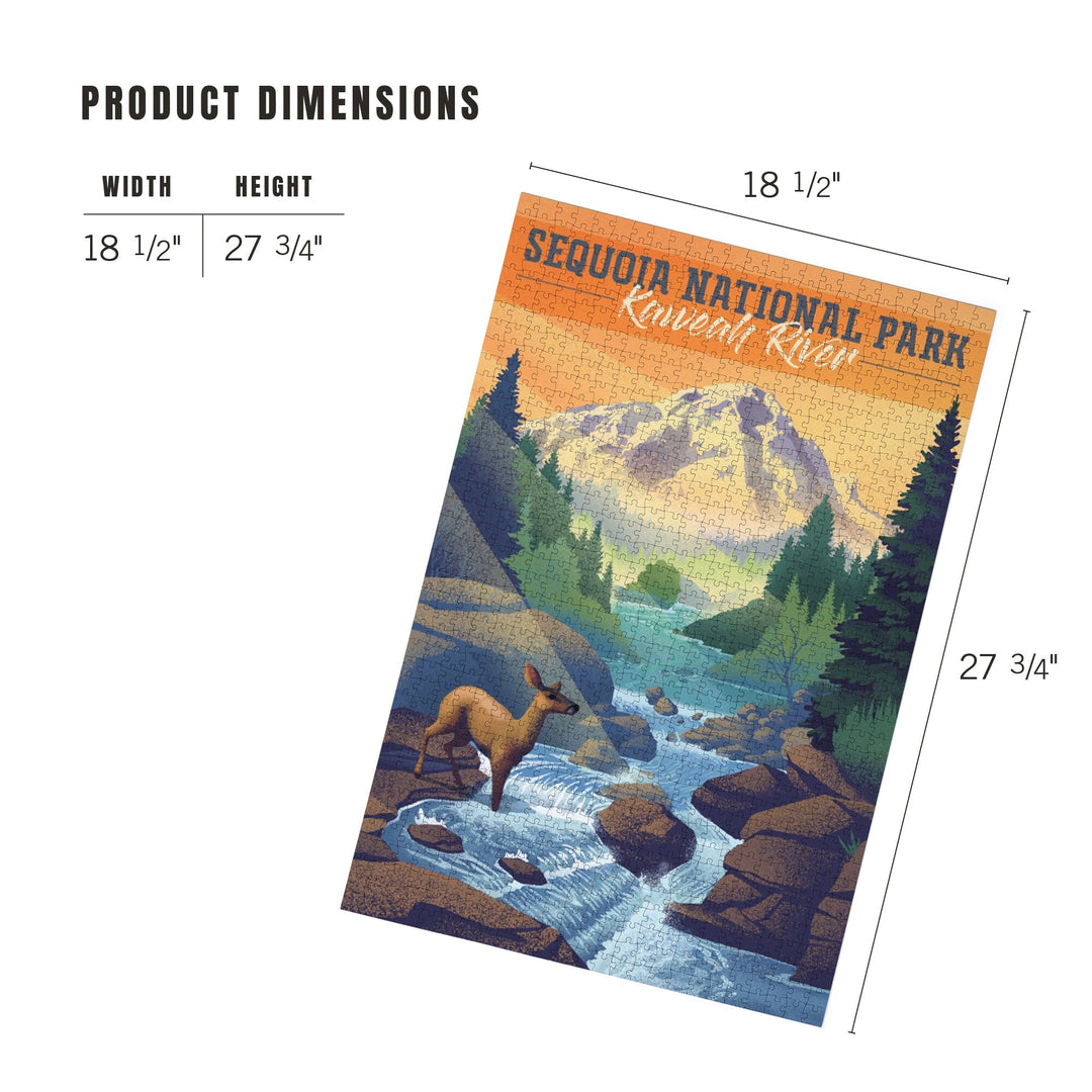 Sequoia National Park, California, Kaweah River, Lithograph, Jigsaw Puzzle Puzzle Lantern Press 
